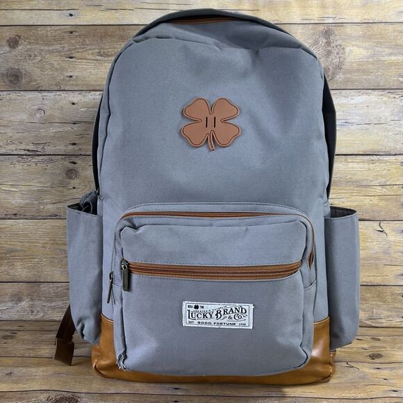 Lucky Brand Backpack Premium Laptop Canvas Unisex Backpack Color Grey - Picture 16 of 16